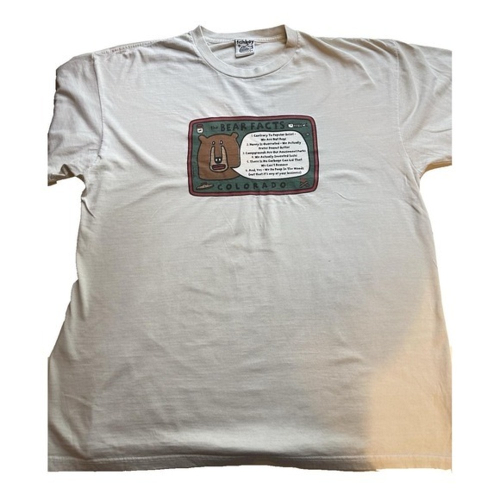 Vintage 1980s 90s Funny Bear Facts‎ Shirt XL Colorado Fishboy